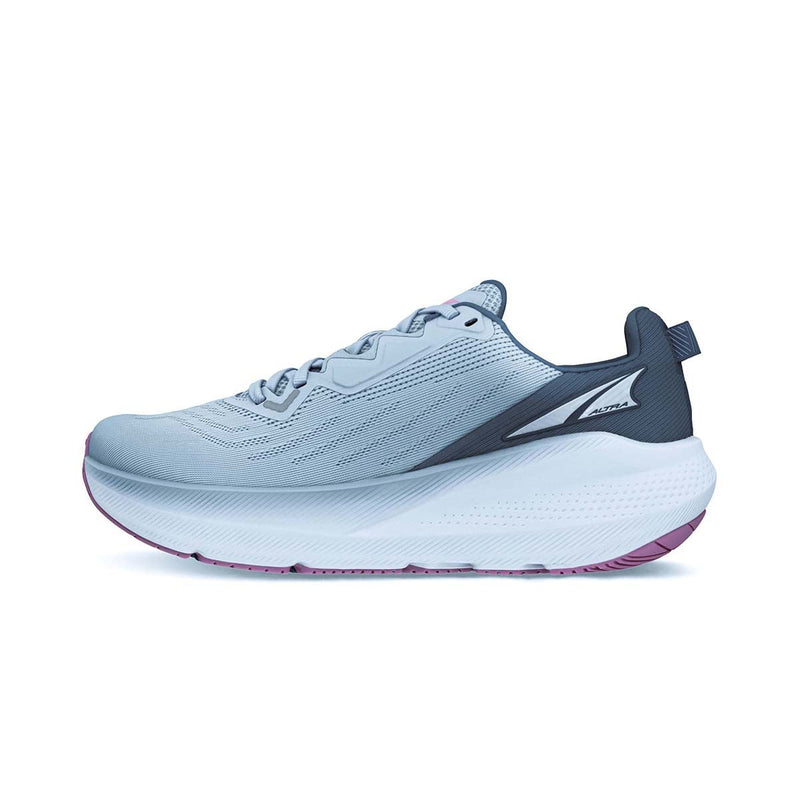 altra womens fwd via running shoe in light blue lateral side view