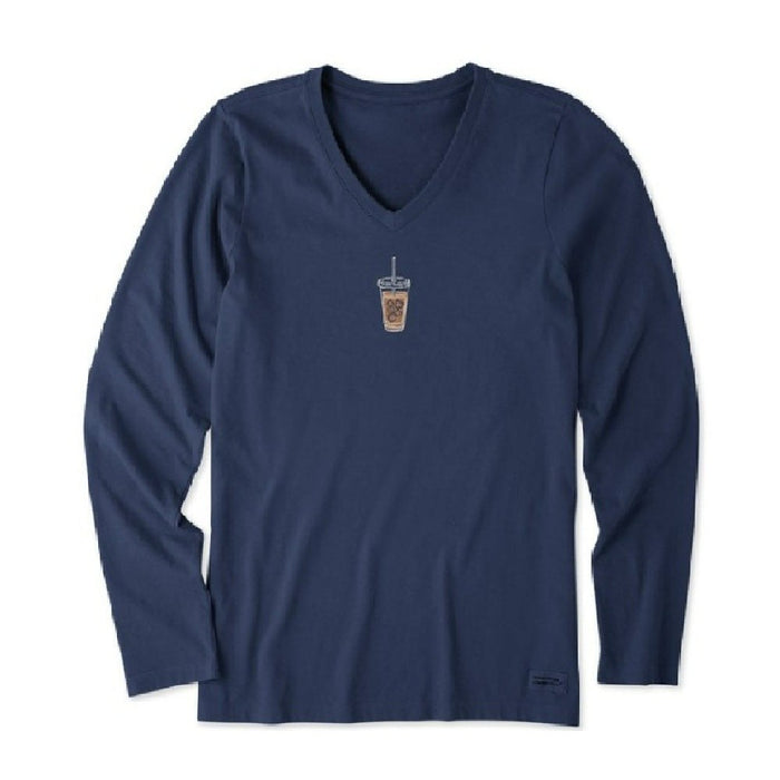 Life Is Good Iced Coffee Long Sleeve Crusher Vee – Women's