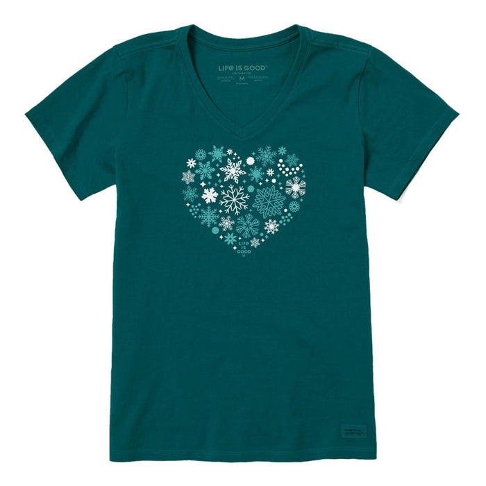 Life Is Good Snowflake Heart Crusher Vee – Women's