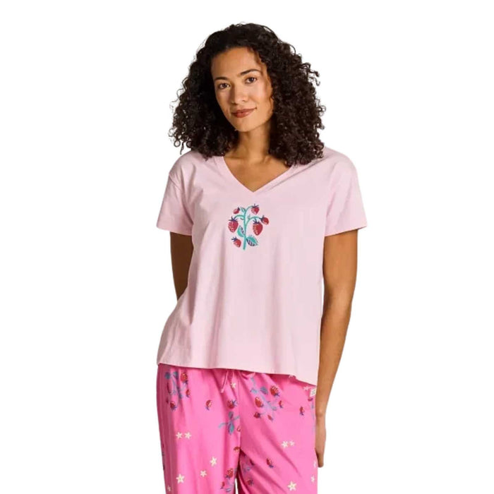 Life Is Good Strawberry Bunch Snuggle Up Sleep Vee – Women's