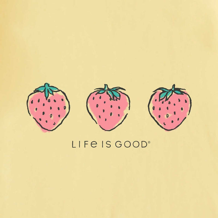 Life Is Good Three Crafty Strawberries Crusher Vee – Women's
