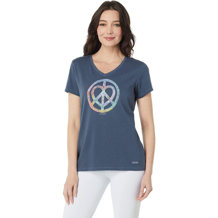 Life is Good Tie-Dye Peace Love Pencil Short Sleeve Crusher Vee