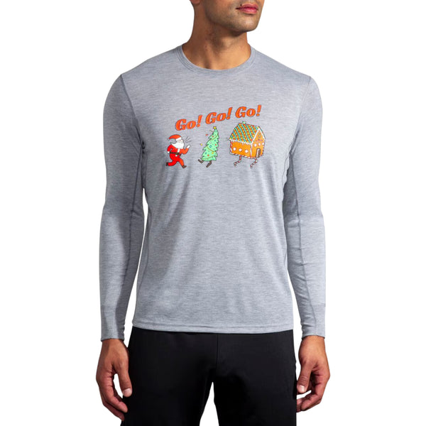 Brooks Mens Run Merry Go Distance Graphic Long Sleeve