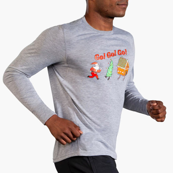 Brooks Mens Run Merry Go Distance Graphic Long Sleeve
