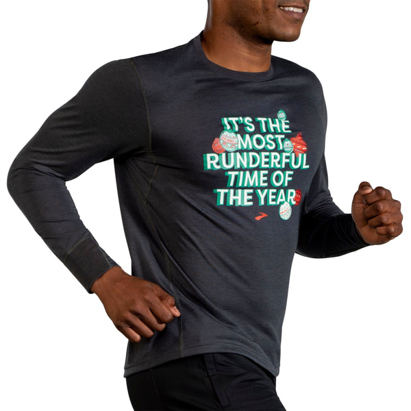 Brooks Mens Run Merry Run Distance Graphic Long Sleeve
