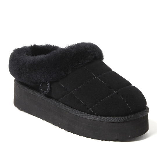 Dearfoams Women's Bendigo Puff Platform Genuine Shearling Clog