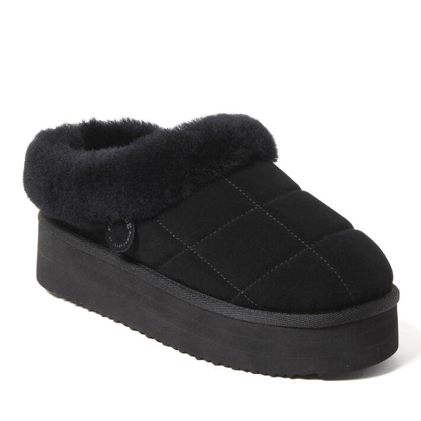 Dearfoams Women's Bendigo Puff Platform Genuine Shearling Clog