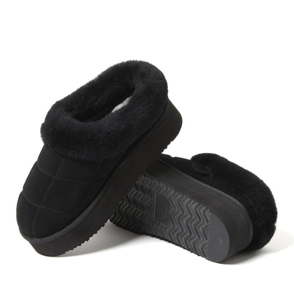 Dearfoams Women's Bendigo Puff Platform Genuine Shearling Clog