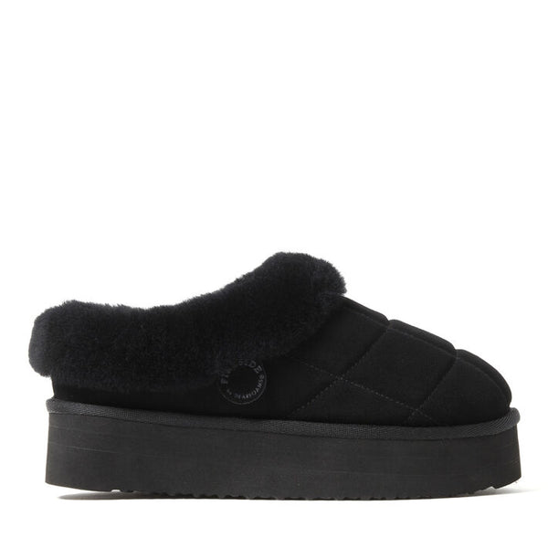 Dearfoams Women's Bendigo Puff Platform Genuine Shearling Clog