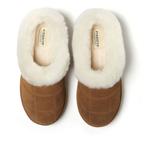 Dearfoams Women's Bendigo Puff Platform Genuine Shearling Clog