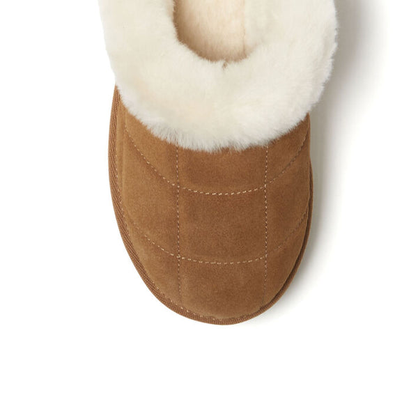 Dearfoams Women's Bendigo Puff Platform Genuine Shearling Clog