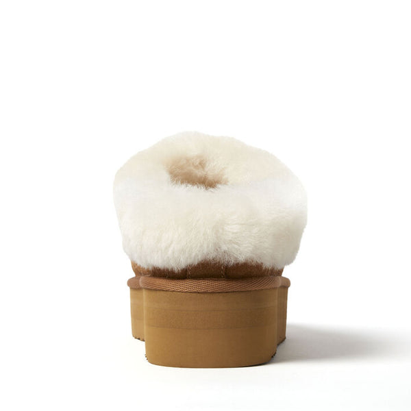 Dearfoams Women's Bendigo Puff Platform Genuine Shearling Clog