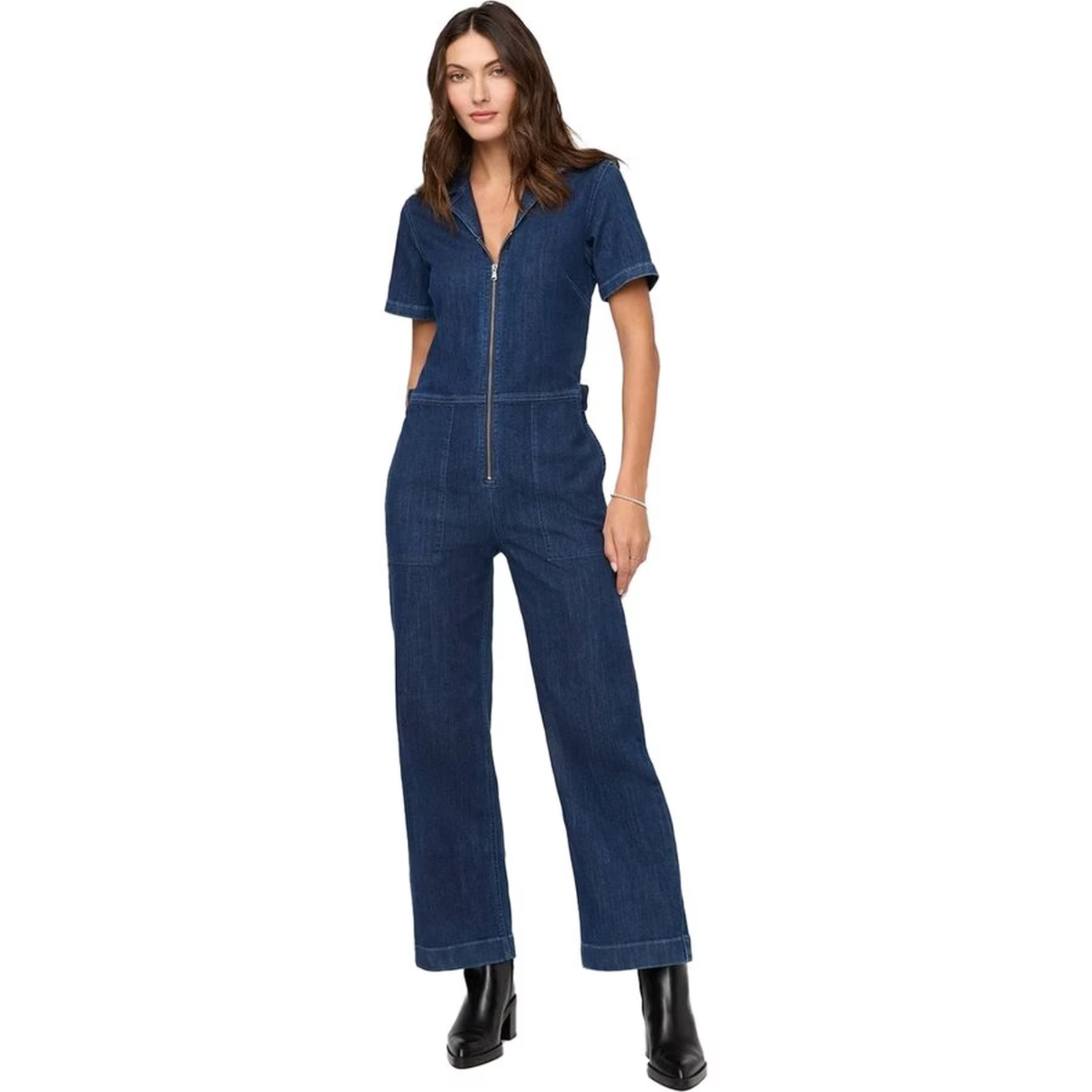 Duer Performance Denim Short Sleeve Jumpsuit – Women's