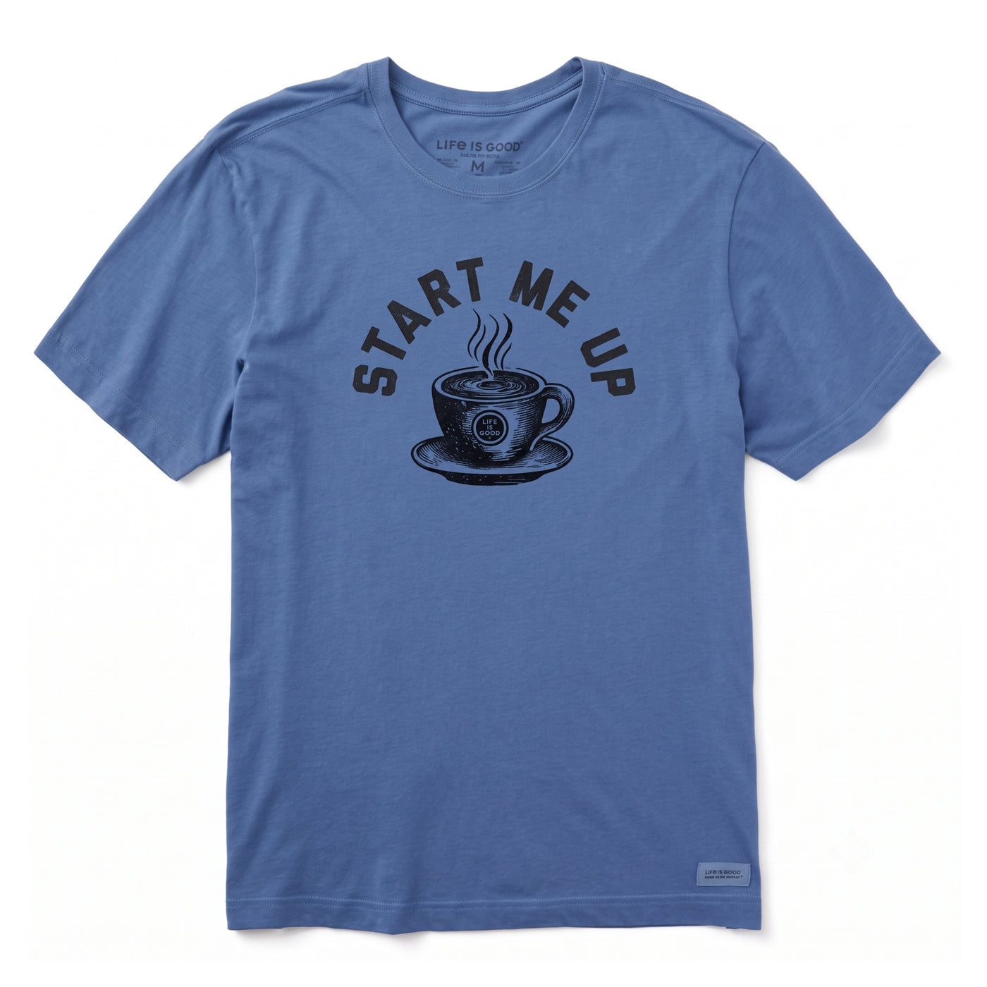 Life Is Good Woodcut Start Me Up Coffee Crusher Tee – Men's