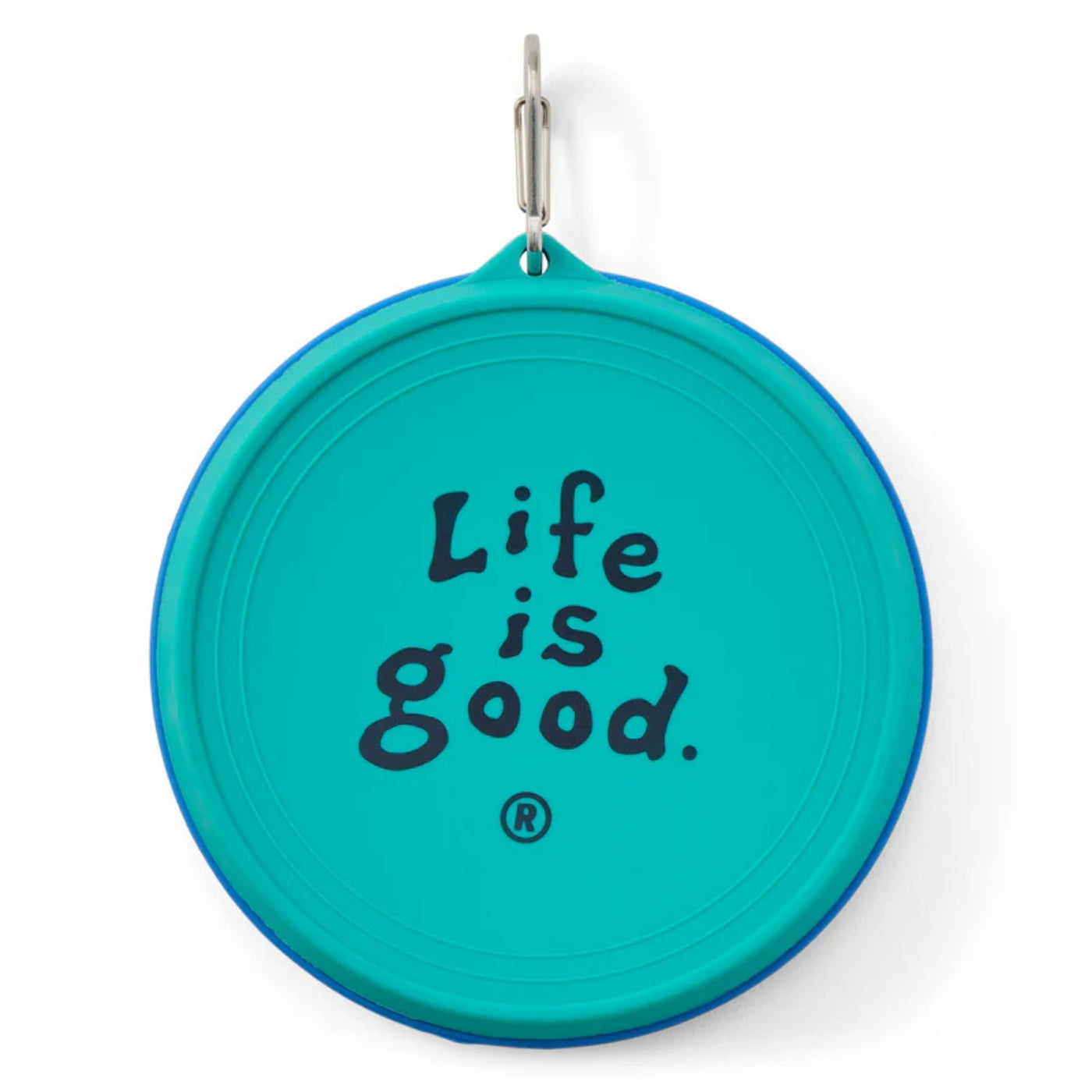 Life Is Good "Rocker Face" Silicone Travel Dog Bowl with Lid