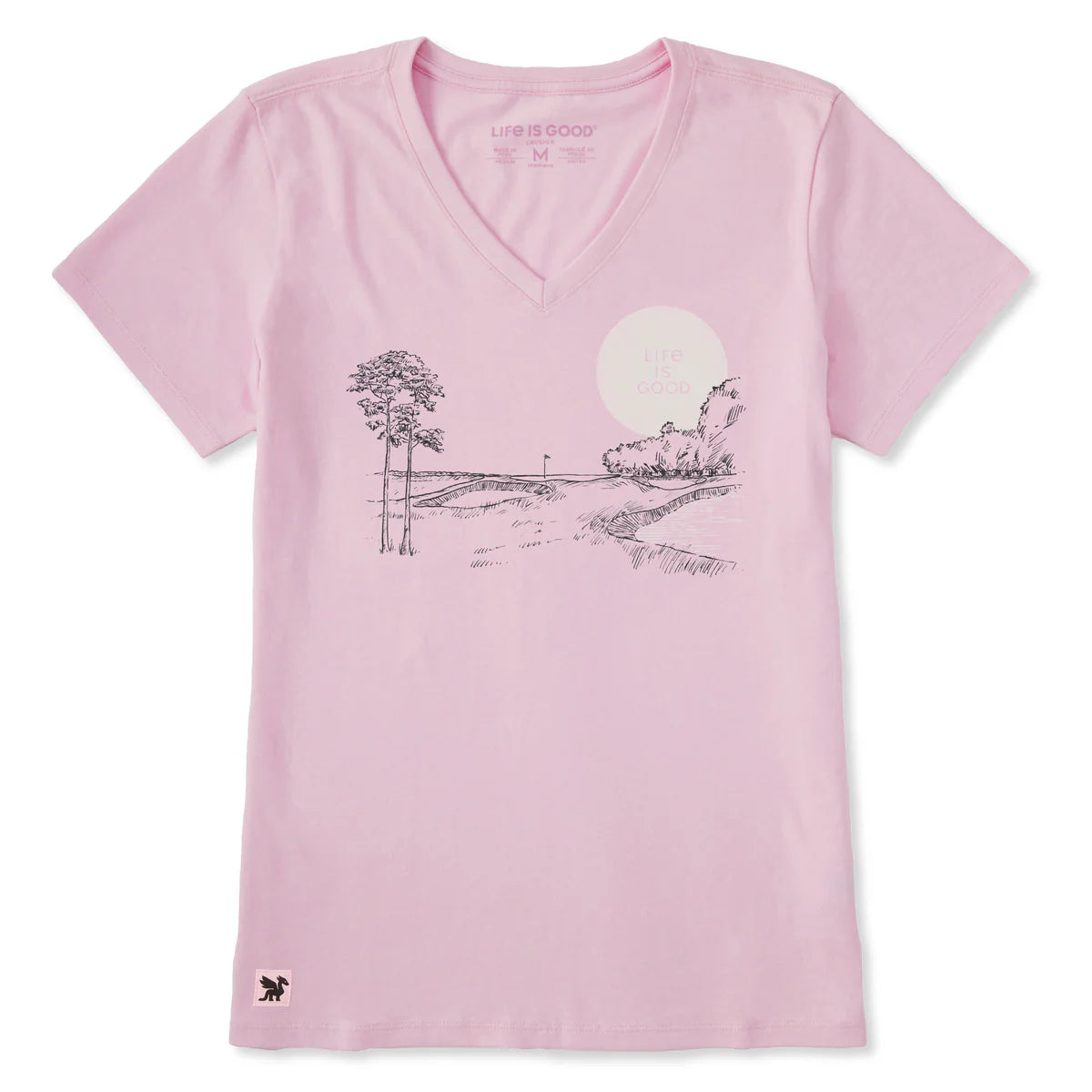 Life Is Good Women's "Golf Fairway Sketch" Short Sleeve Crusher-Lite Vee