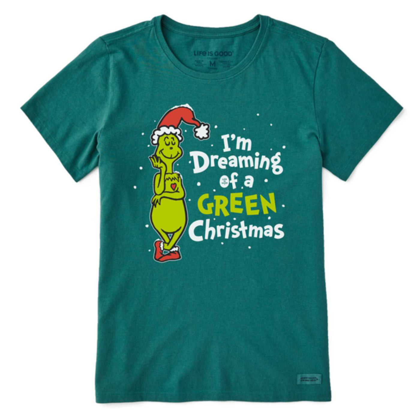 Life Is Good Grinch Dreaming of a Green Christmas Tee – Women's