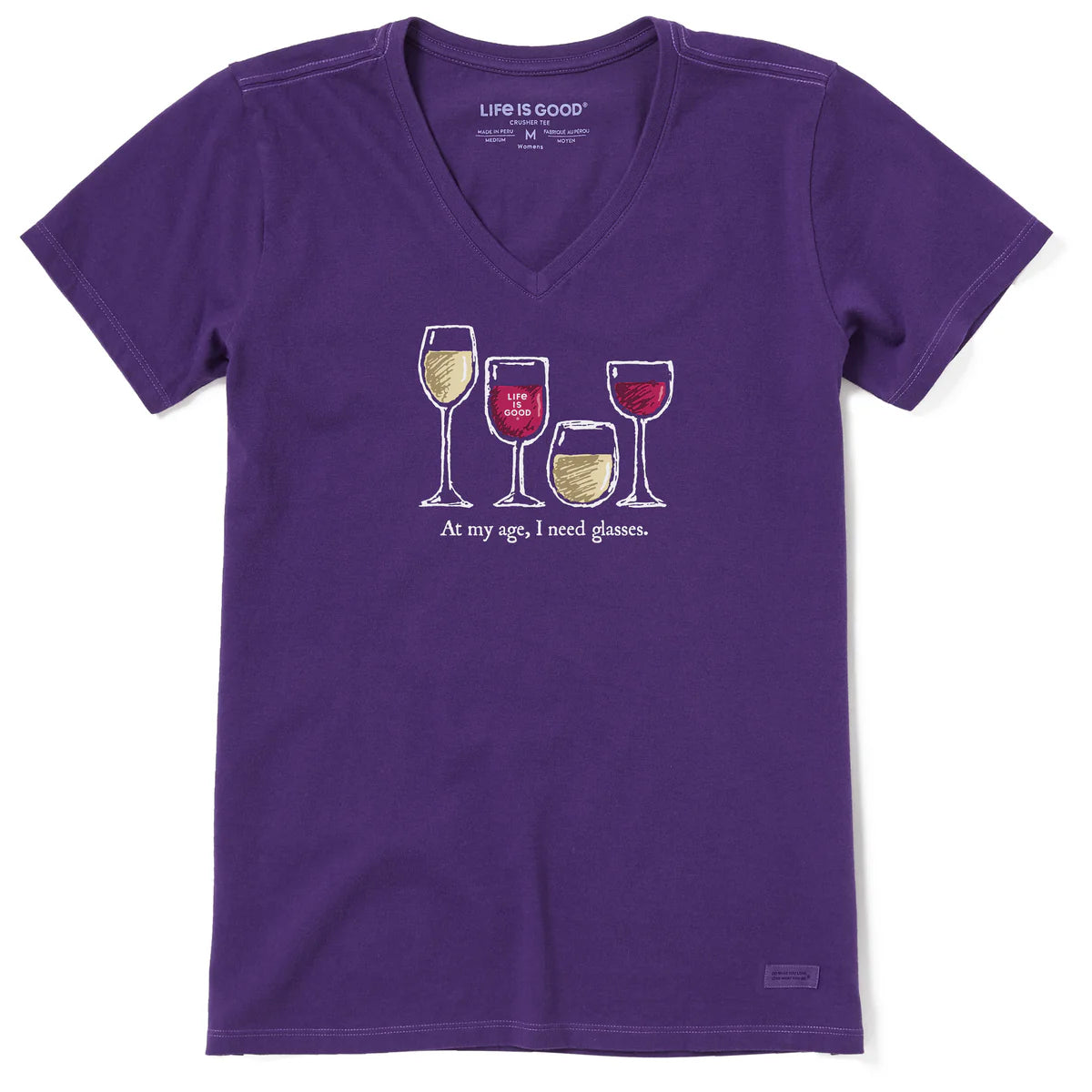 Life Is Good Women's "I Need Wine Glasses" Crusher-LITE Vee