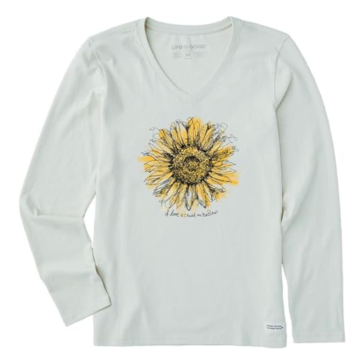 Life Is Good Scribbled Sunflower Long Sleeve Crusher Vee – Women's