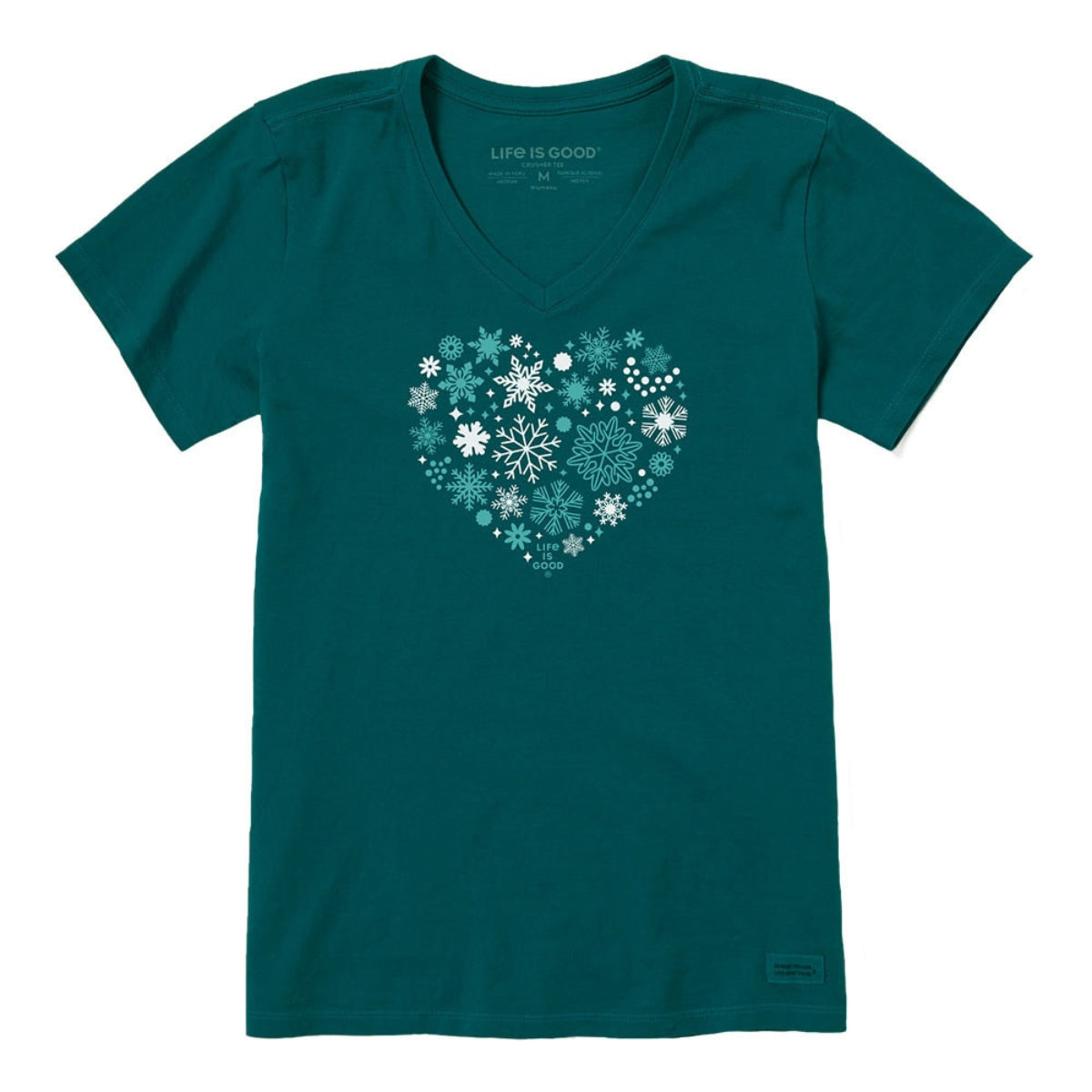 Life Is Good Women's Snowflake Heart Crusher Vee