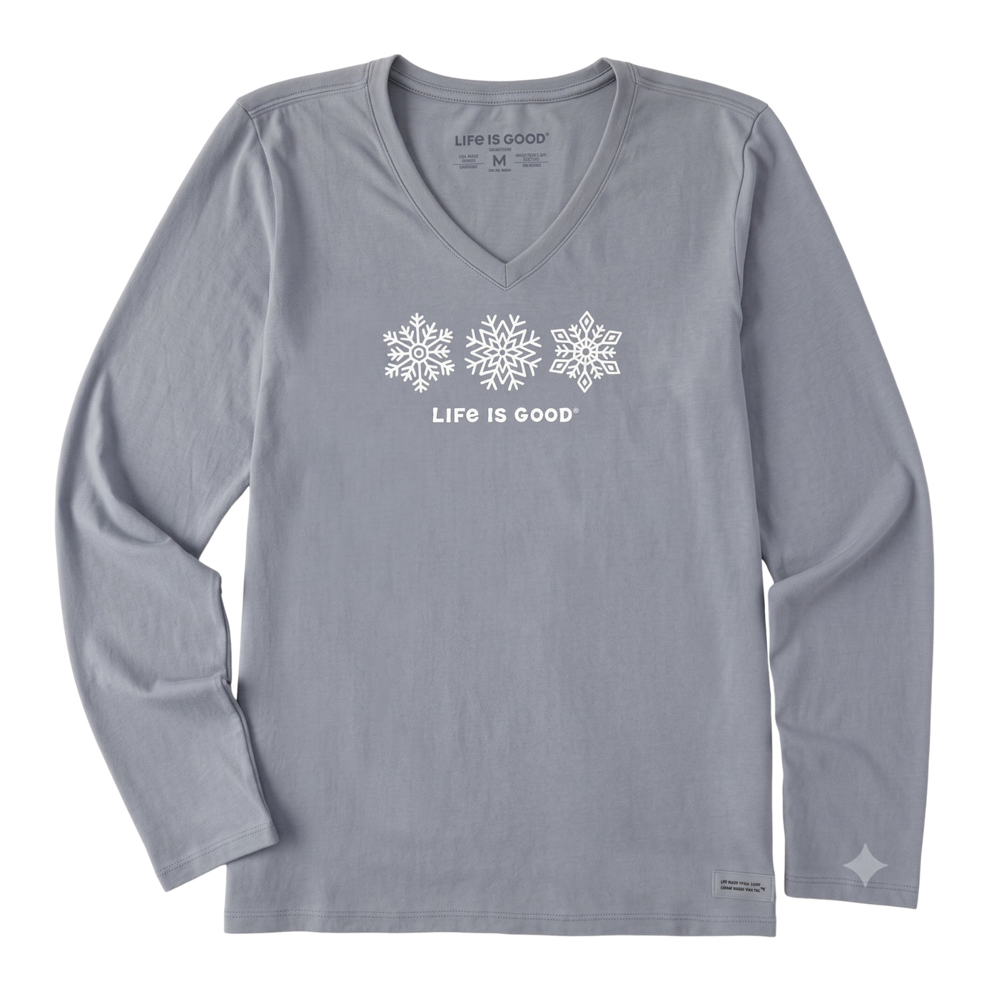 Life Is Good Three Snowflakes Long Sleeve Crusher Vee – Women's