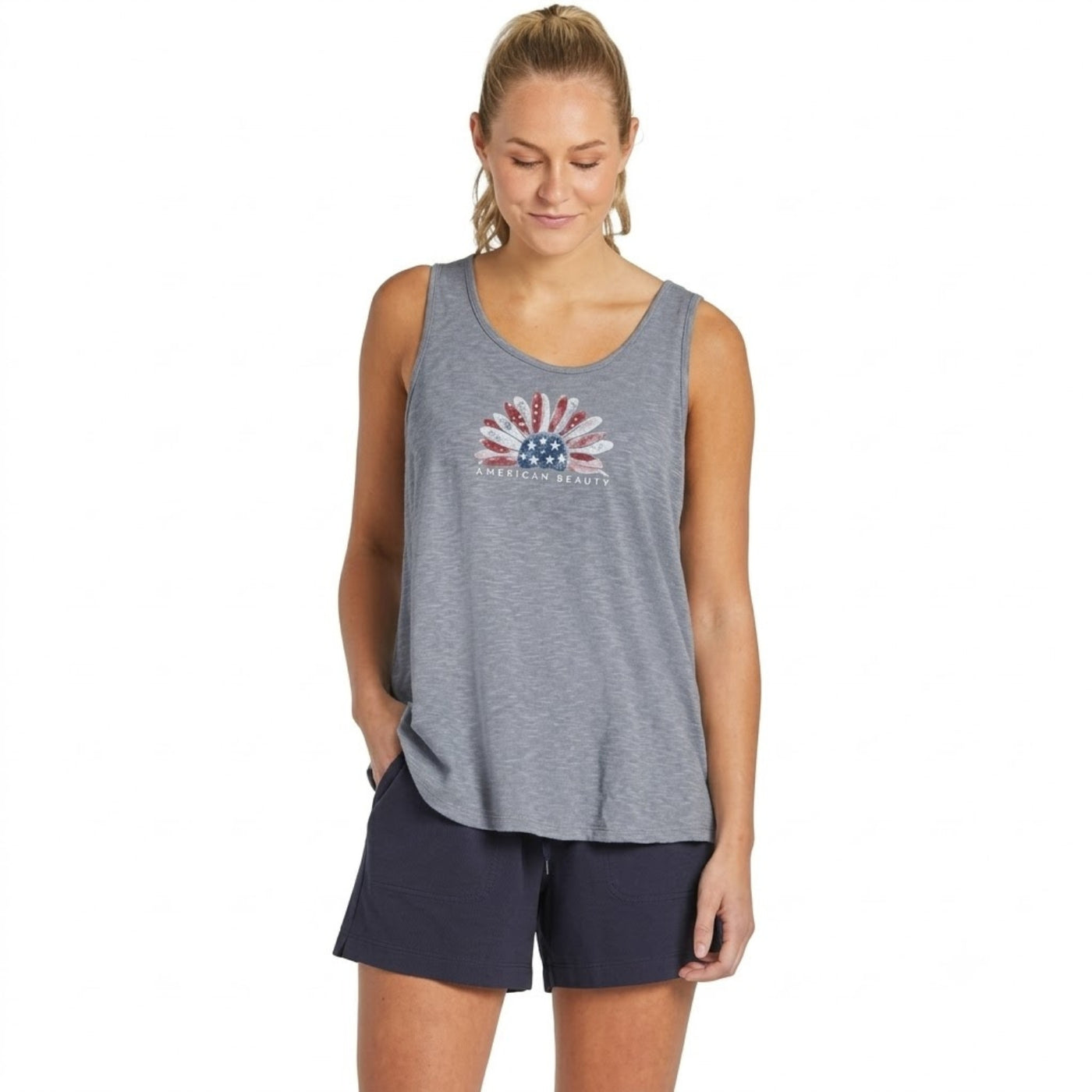 Life Is Good USA Watercolor Daisy Textured Slub Tank – Women's