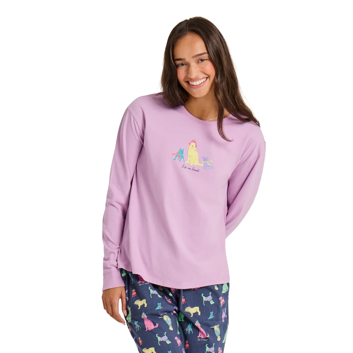 Life Is Good Women's "Warm Winter Dogs Trio" Long Sleeve Crusher Tee