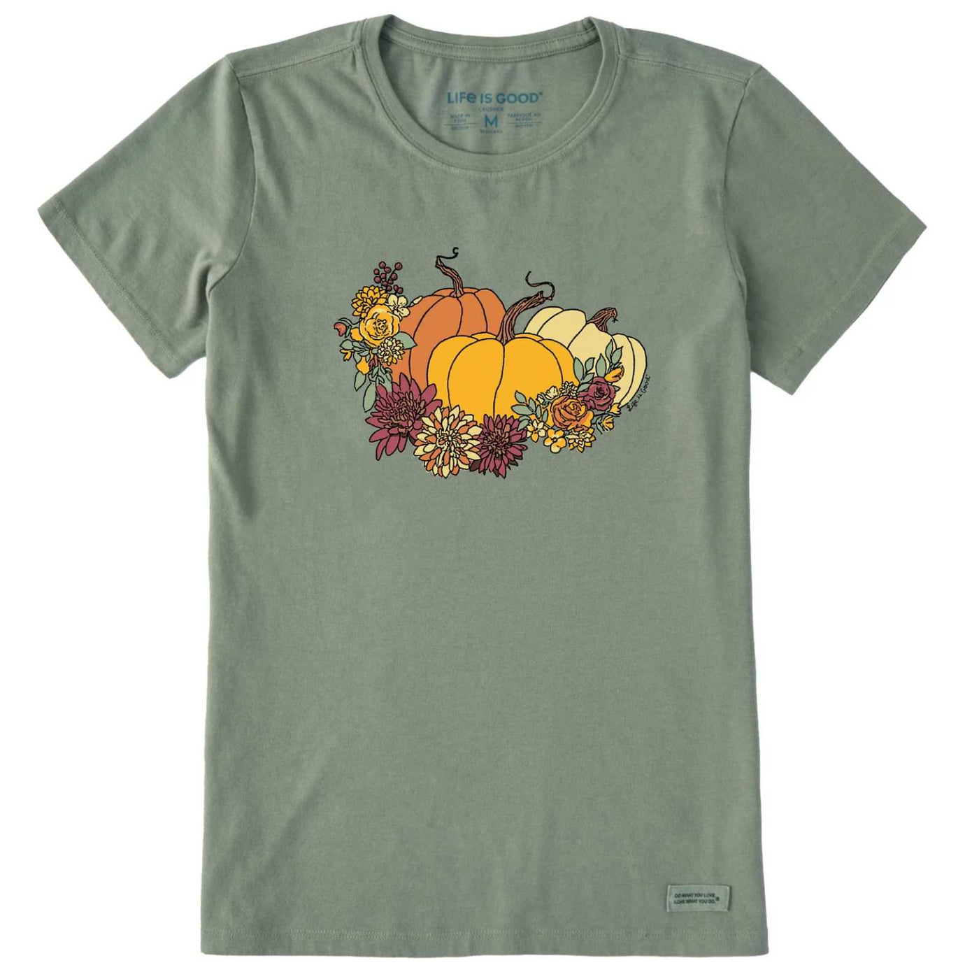 Life Is Good Pumpkin And Flowers Crusher Tee – Women's