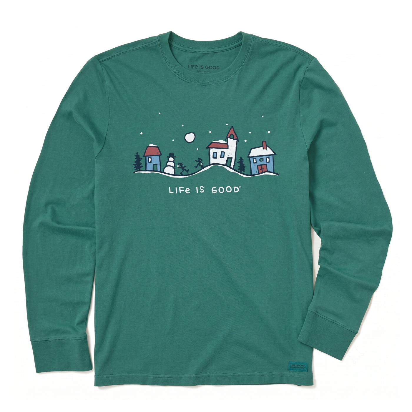 Life Is Good Quirky Snowman Village Vista Long Sleeve Tee – Kids'