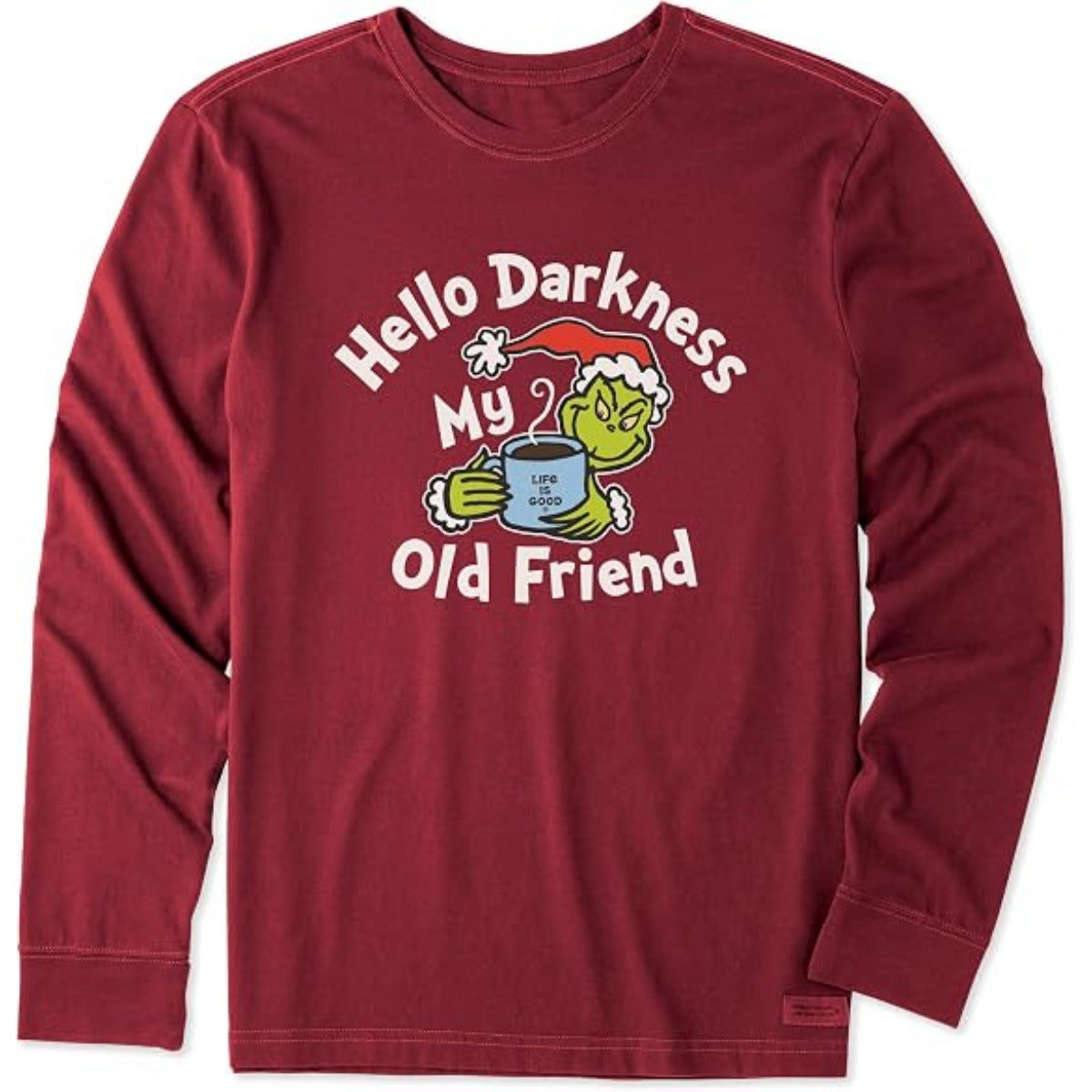 Life Is Good Grinch Hello Darkness Long Sleeve Crusher Tee – Men's