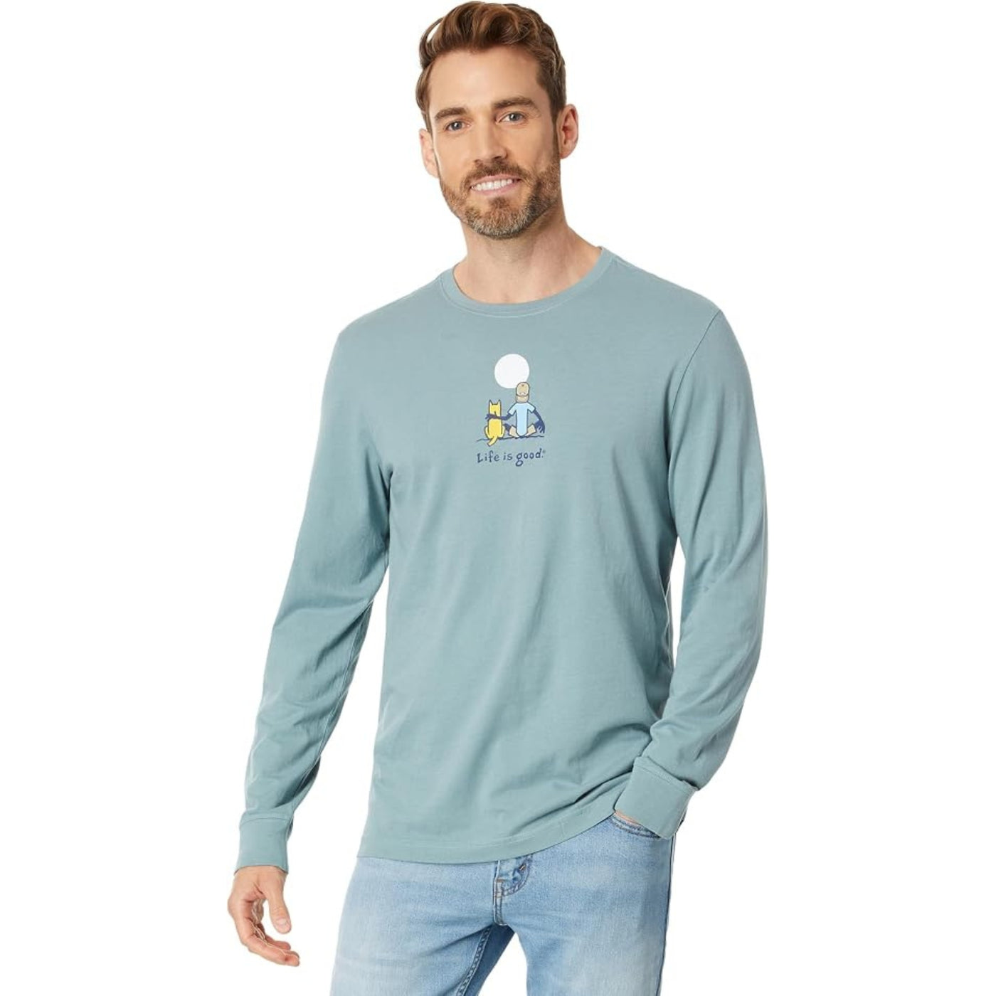 Life is Good Men's "Jake & Rocket Moon" Long Sleeve Crusher-LITE Tee