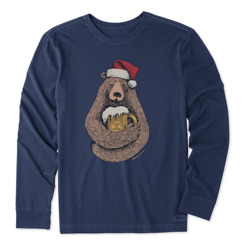 Life Is Good Beer Hug Santa Bear Long Sleeve Tee – Men's