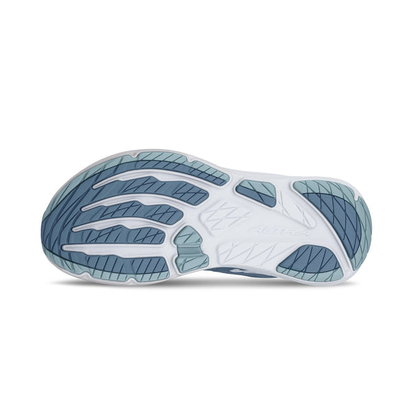 altra women's experience flow 3 running shoe in light blue outsole tread view