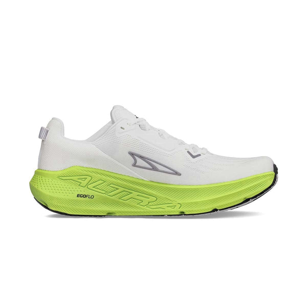 altra mens fwd via running shoe in white/lime outsole tread view