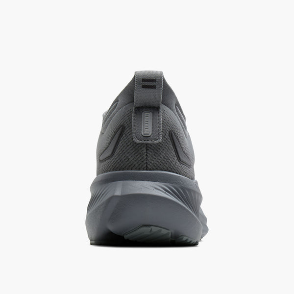 brooks men's glycerin 23 running shoe in grey/blackened pearl/black heel view