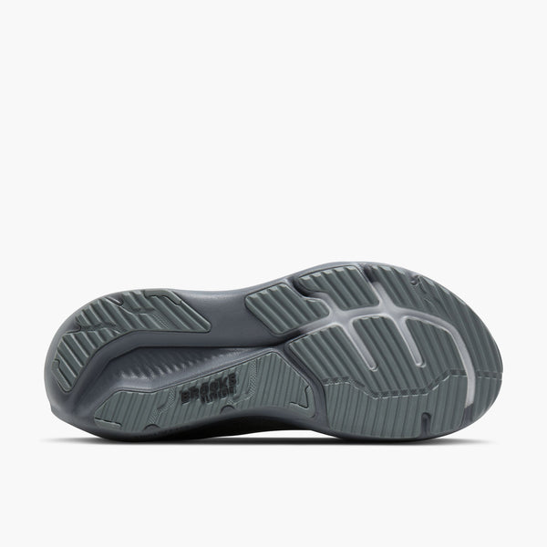 brooks men's glycerin 23 running shoe in grey/blackened pearl/black outsole tread view