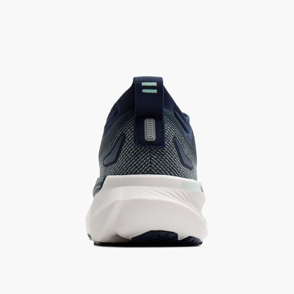 brooks women's glycerin gts 23 running shoe in spellbound/yucca/pink heel view