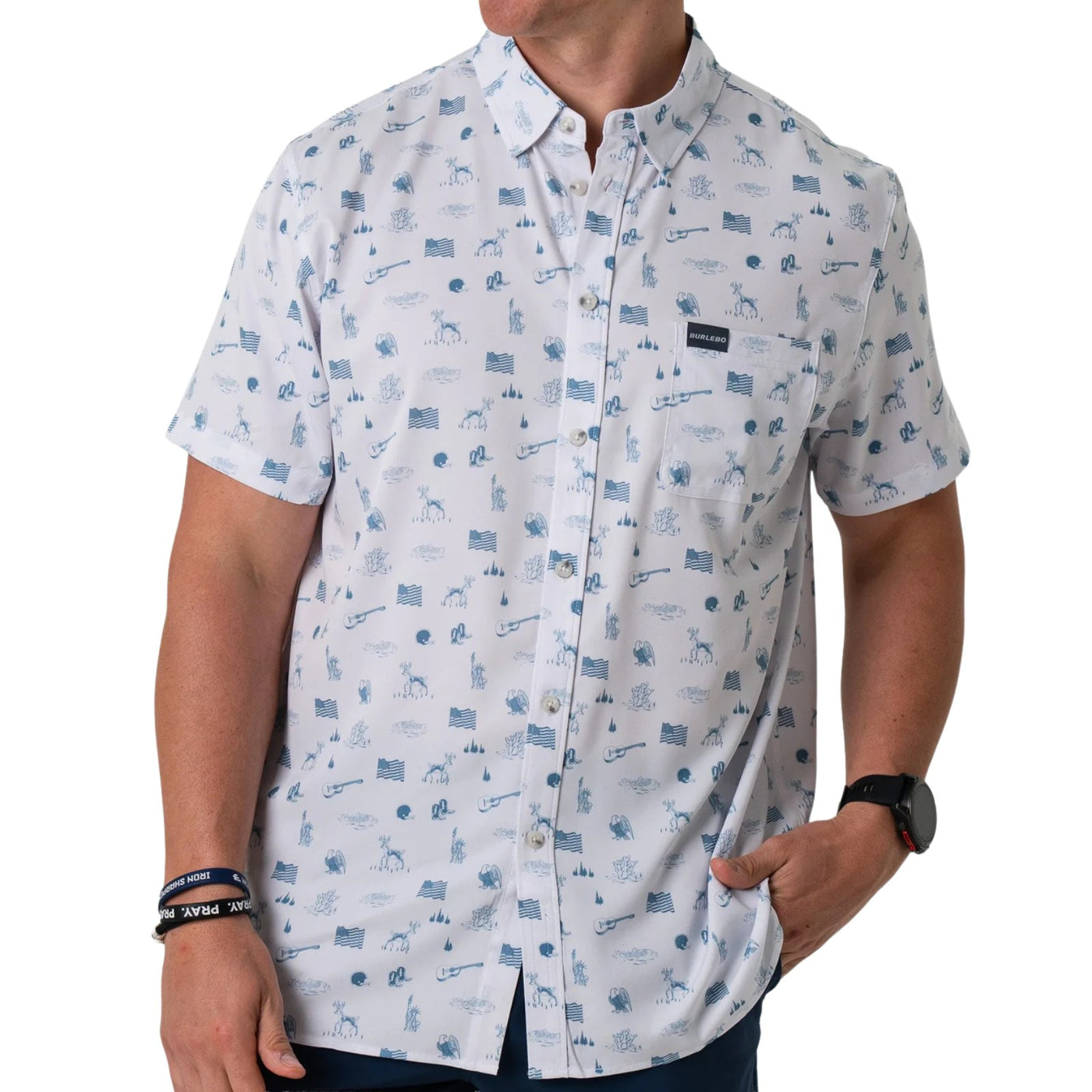 Burlebo Performance Button Up Short Sleeve Shirt