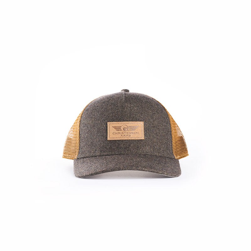 Christensen Arms Ram Leather Wordmark Wool Trucker Hat