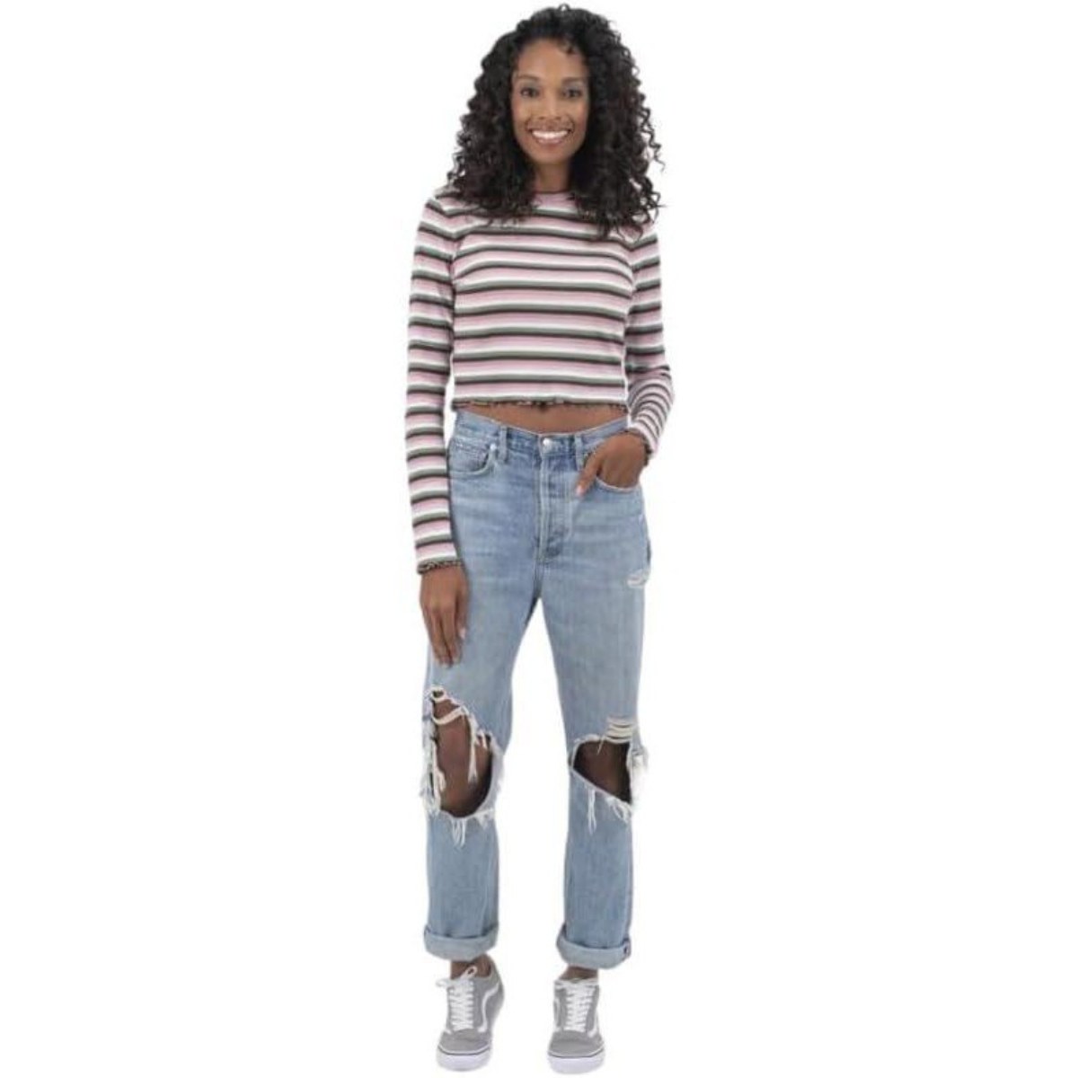 Dickies Striped Long Sleeve Cropped T-Shirt – Women's
