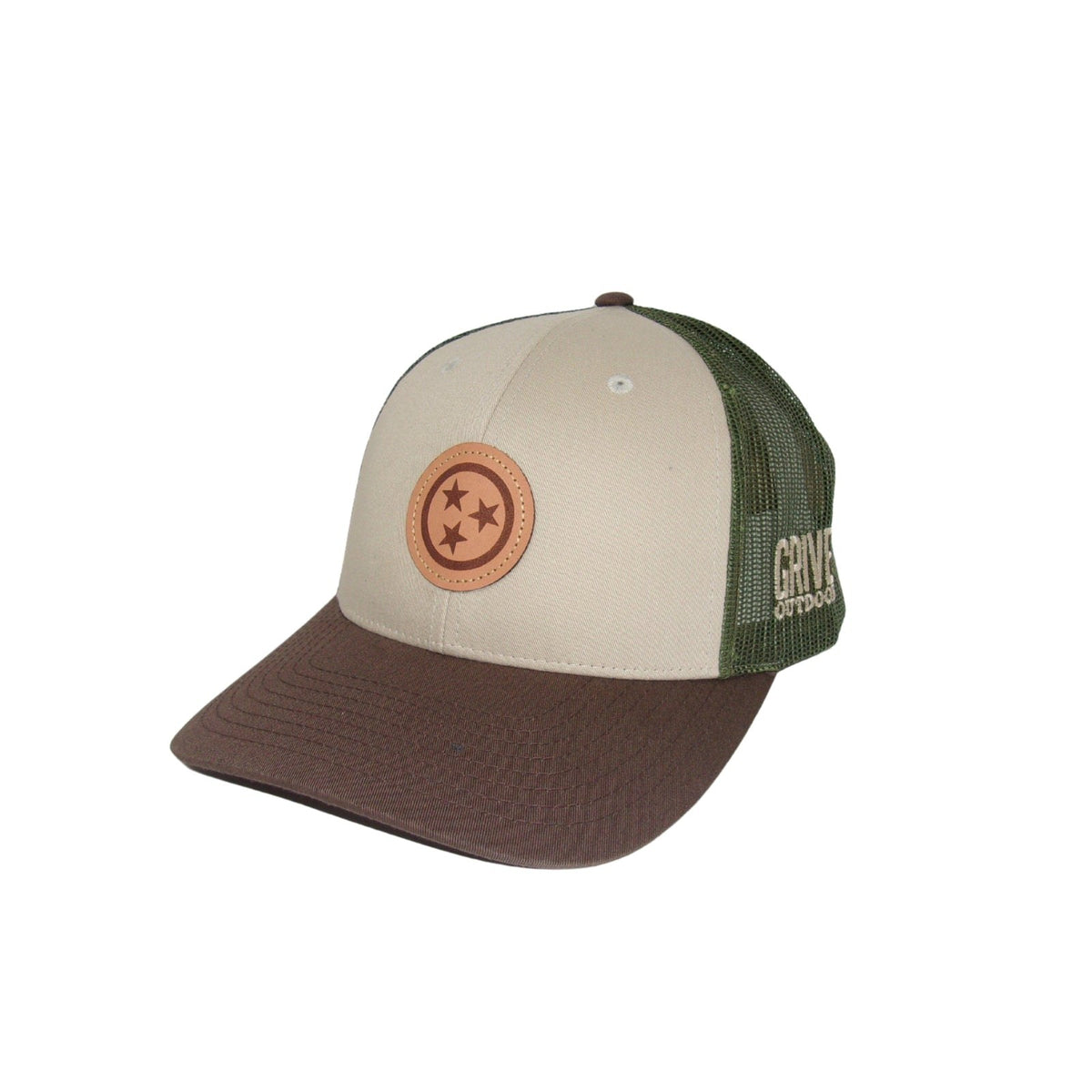 Grivet Outdoors Tennessee Tri Star Leather Patch Trucker Hat