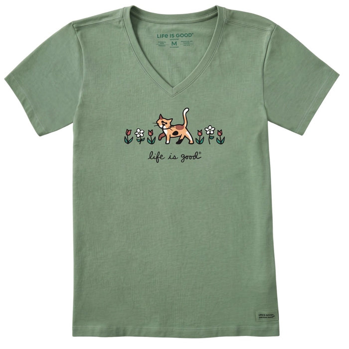 Life Is Good AI With Flowers Crusher Vee – Women's