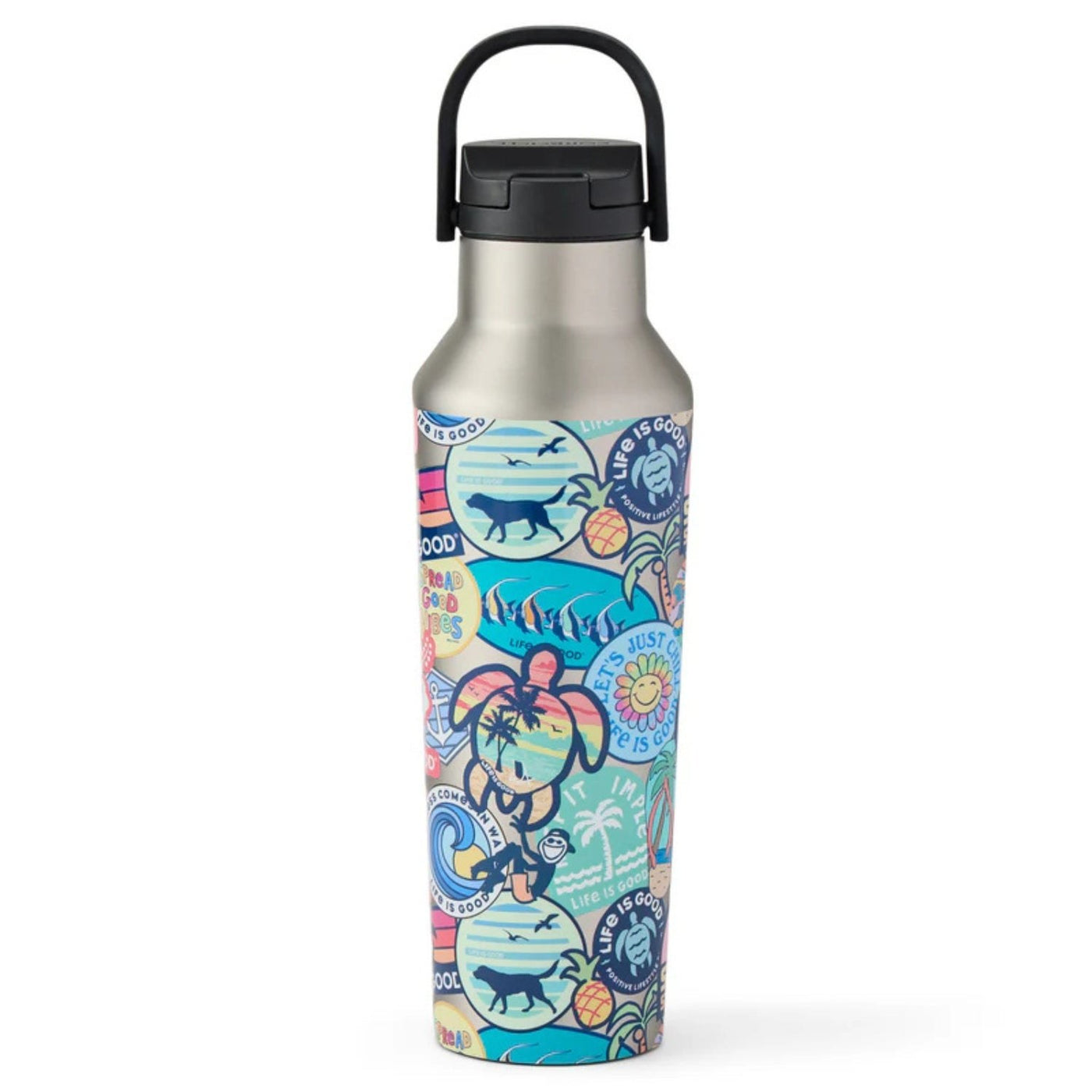 Life Is Good Beach Sticker Collage 20oz Corkcicle Canteen