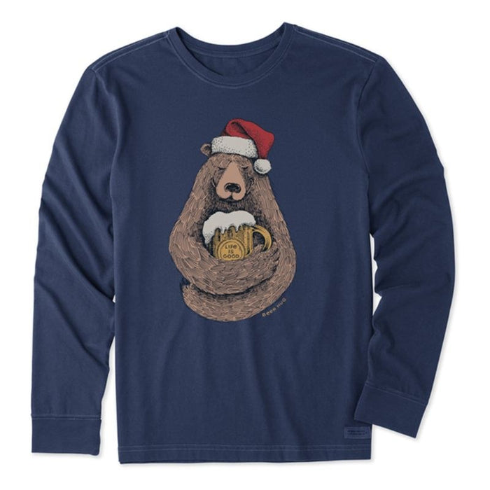 Life Is Good Beer Hug Santa Bear Long Sleeve Tee – Men's