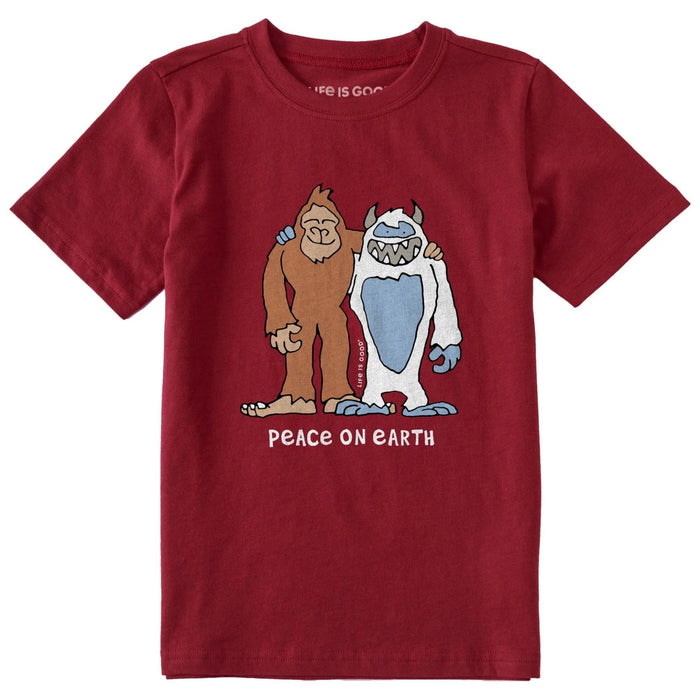 Life Is Good Bigfoot & Yeti Peace On Earth Crusher Tee – Kids'