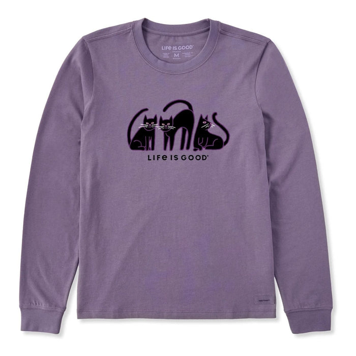 Life Is Good Black Cat Trio Long Sleeve Crusher Tee – Women's