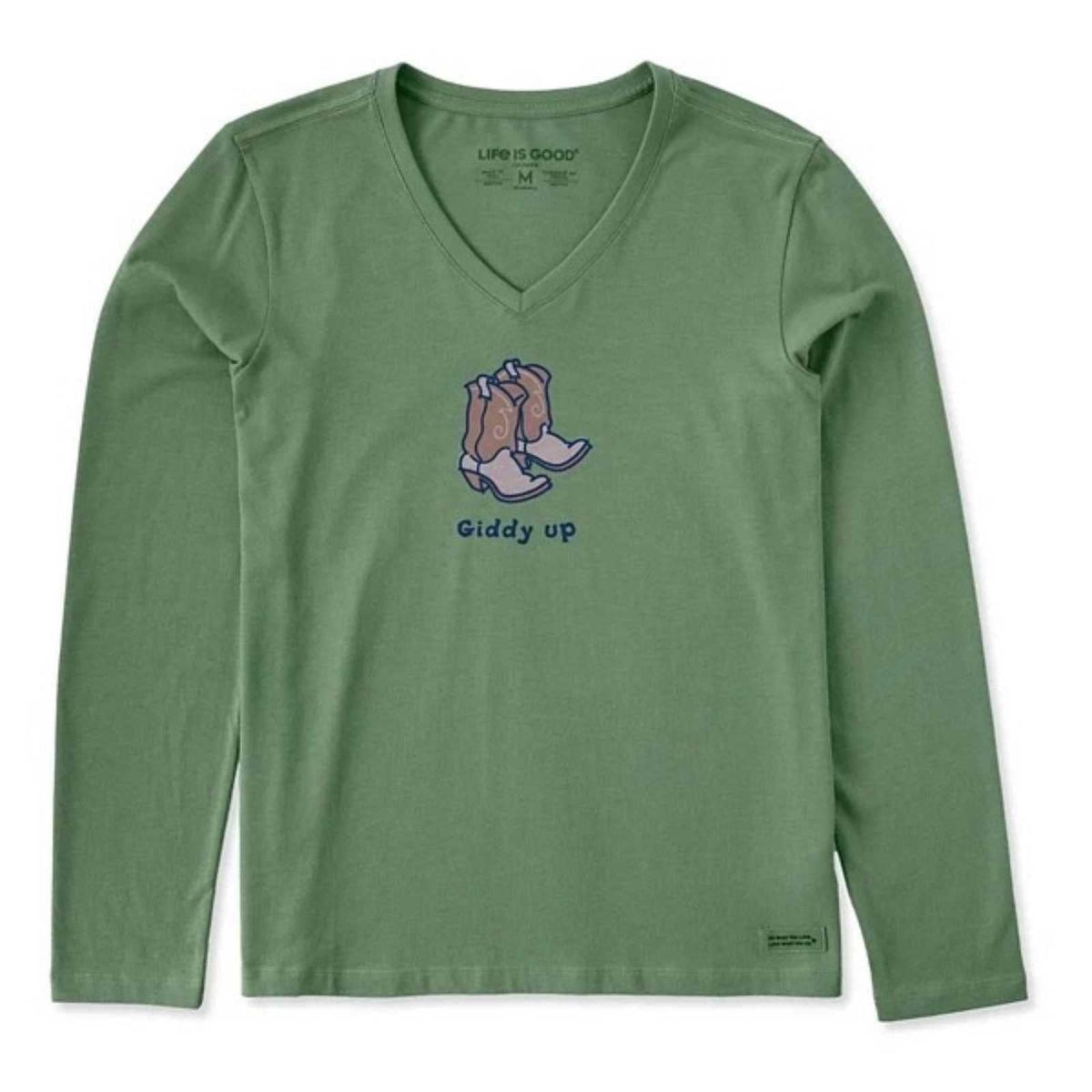Life Is Good Giddy Up Cowboy Boots Long Sleeve Tee – Women's