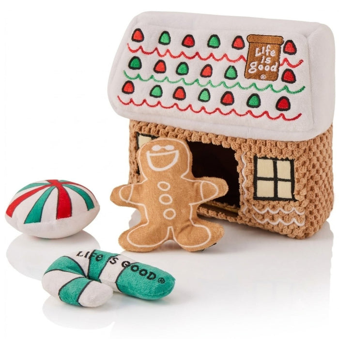 Life Is Good Gingerbread House Burrow Dog Toy