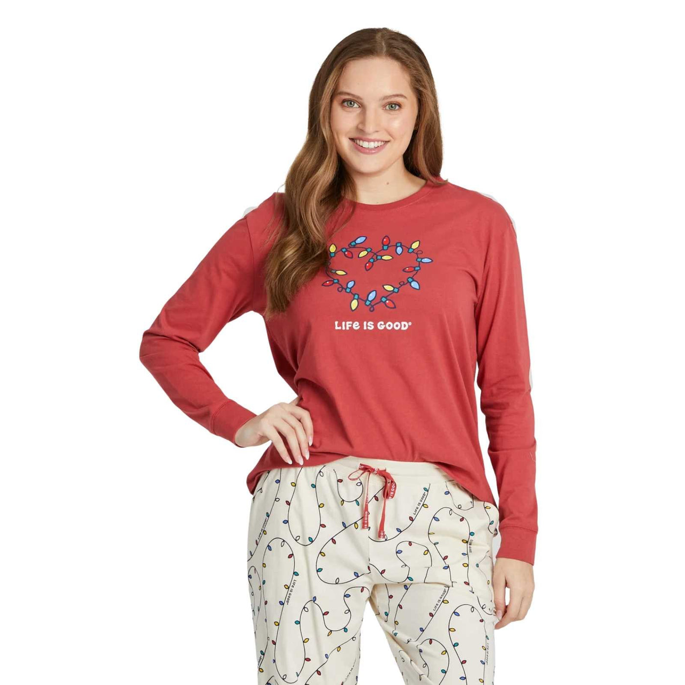 Life Is Good Holiday Lights Heart Sleep Tee – Women's