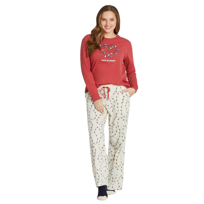 Life Is Good Holiday Lights Heart Sleep Tee – Women's